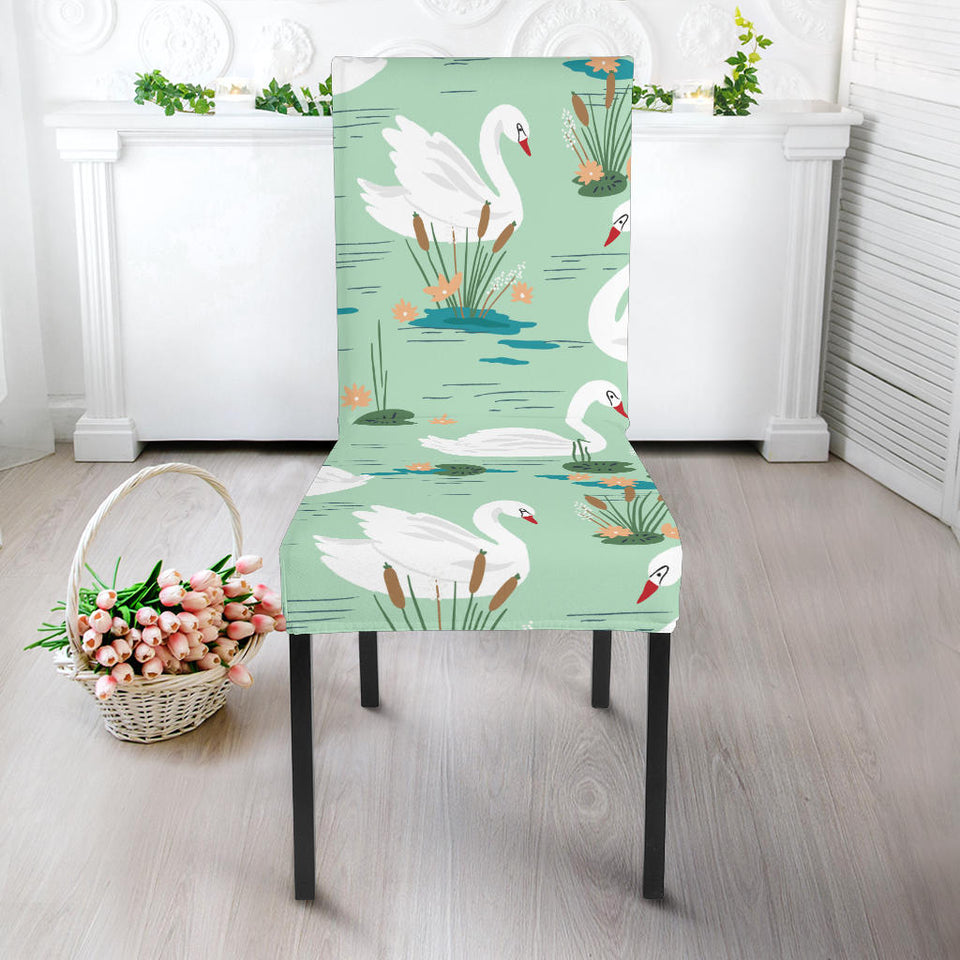 White Swan Lake Pattern Dining Chair Slipcover