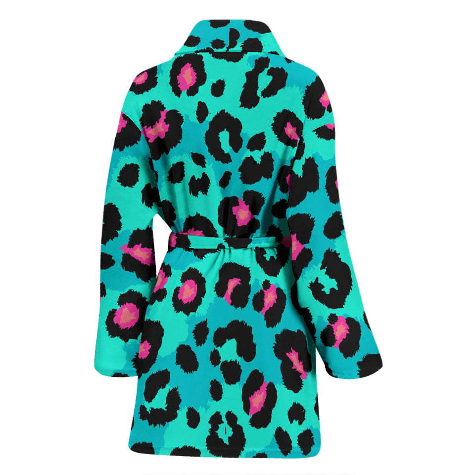 Green Leopard Skin Print Pattern Women'S Bathrobe