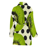 Kiwi Black Dot Background Women'S Bathrobe
