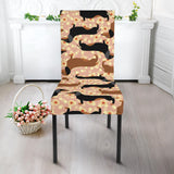 Dachshund Floral Background Dining Chair Slipcover