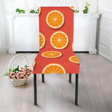 Oranges Pattern Red Background Dining Chair Slipcover