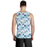 zigzag  chevron blue pattern Men Tank Top