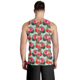 Beautiful flamingo tropical palm leaves hibiscus pateern background Men Tank Top