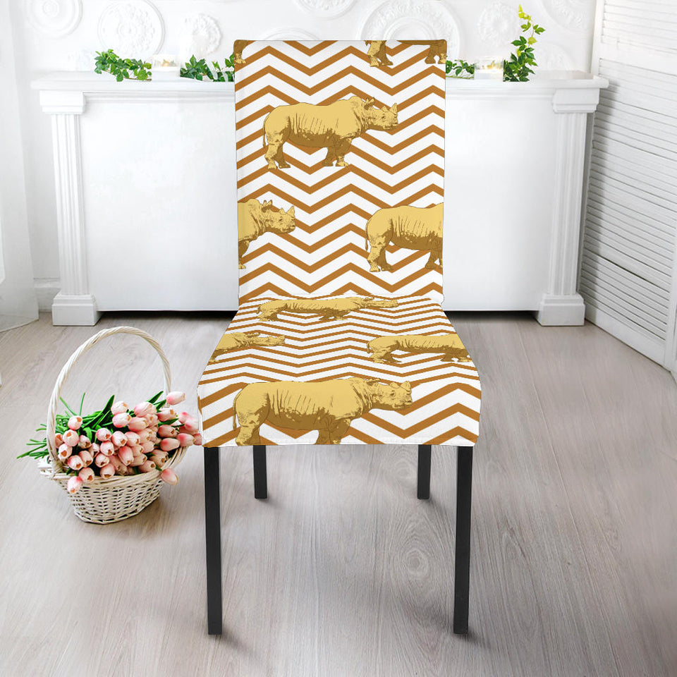 Rhino Yellow Theme Pattern Dining Chair Slipcover