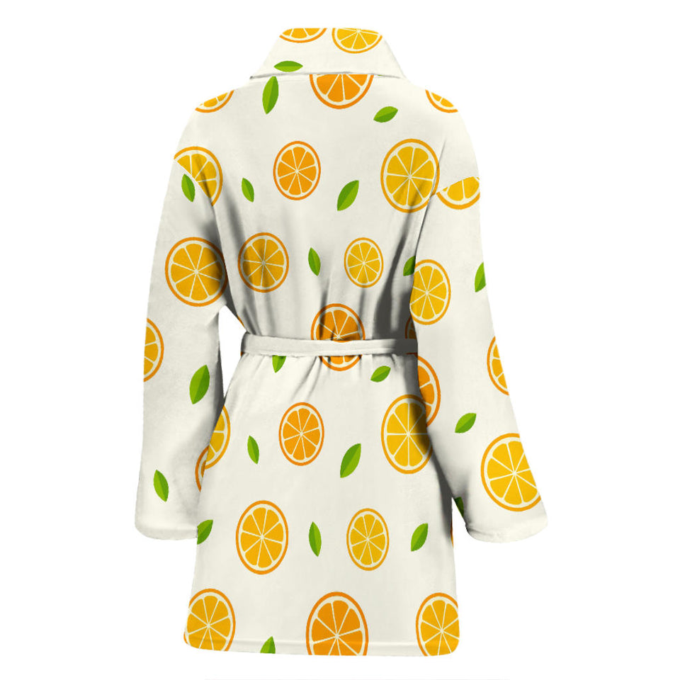 Oranges Leaves Pattern Women'S Bathrobe