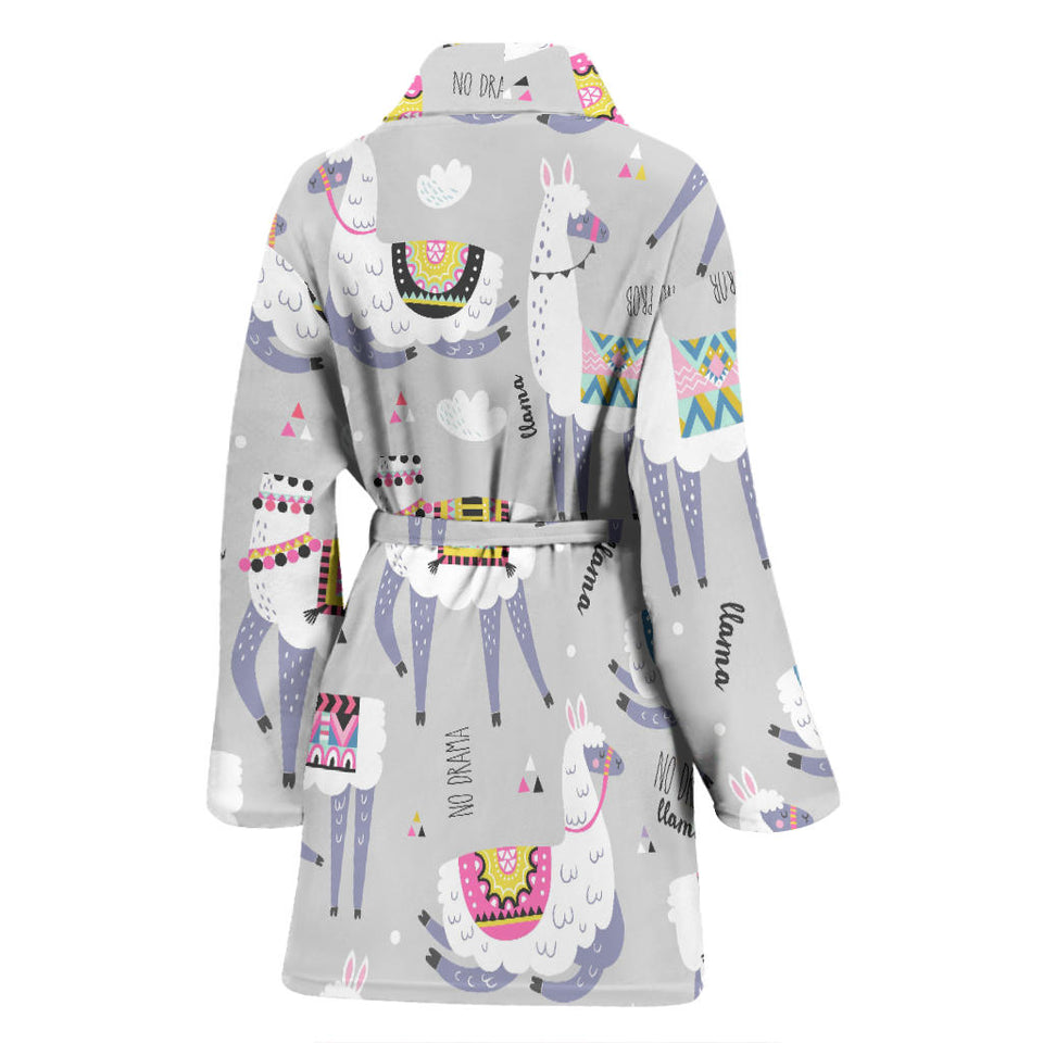 Cute Llama Alpaca Pattern Women'S Bathrobe