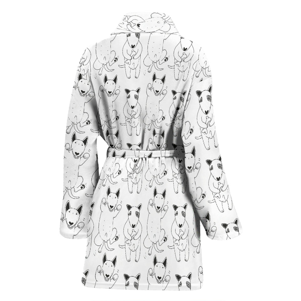 Bull Terrier Pattern Print Design 02 Women's Bathrobe