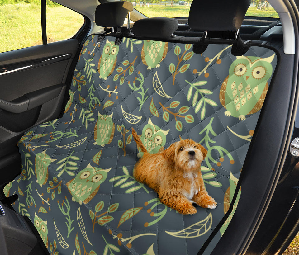 Cute Owls Leaves Pattern Dog Car Seat Covers