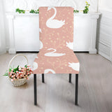 Swan Flower Light Pink Background Dining Chair Slipcover