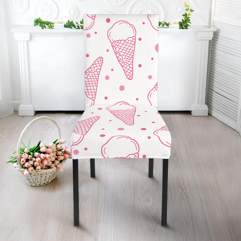 Hand Drawn Ice Cream Pattern Dining Chair Slipcover