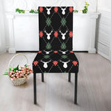 Deer Christmas New Year Pattern Argyle Dining Chair Slipcover