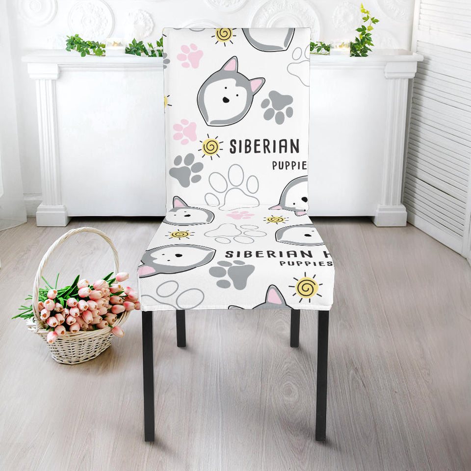 Siberian Husky Design Pattern Dining Chair Slipcover