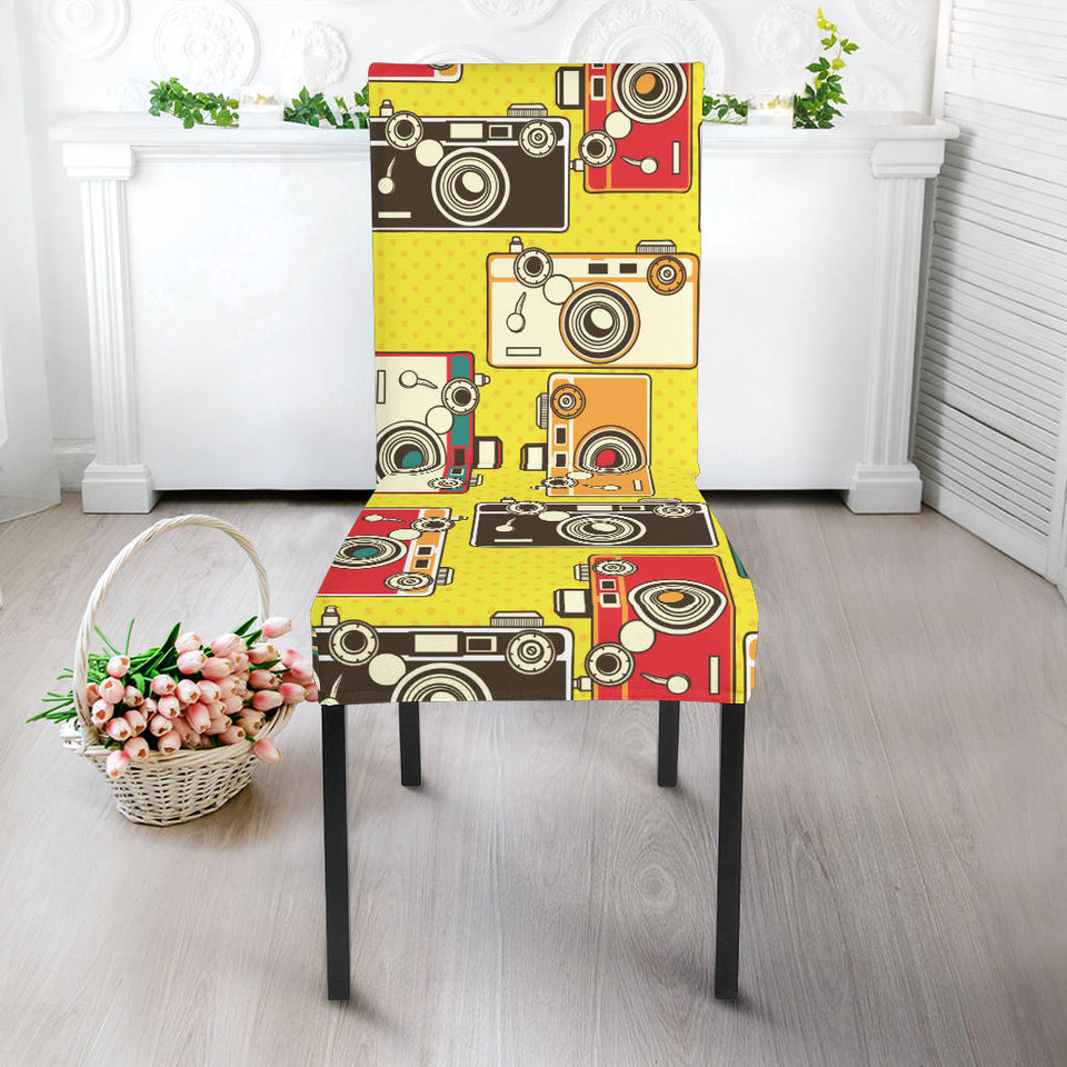 Camera Pattern Print Design 02 Dining Chair Slipcover