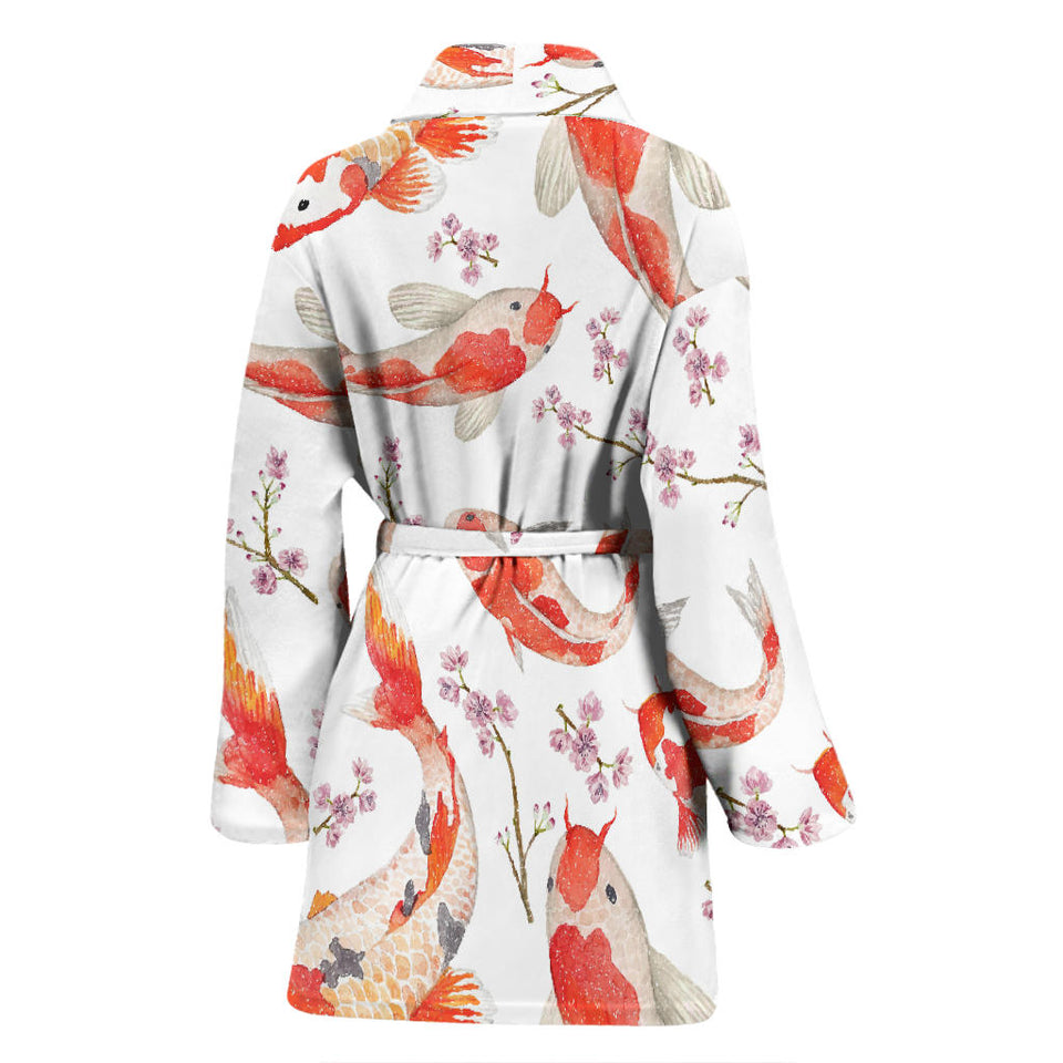 Watercolor Koi Fish Carp Fish Pattern Women'S Bathrobe