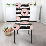 Donuts Pink Icing Striped Pattern Dining Chair Slipcover
