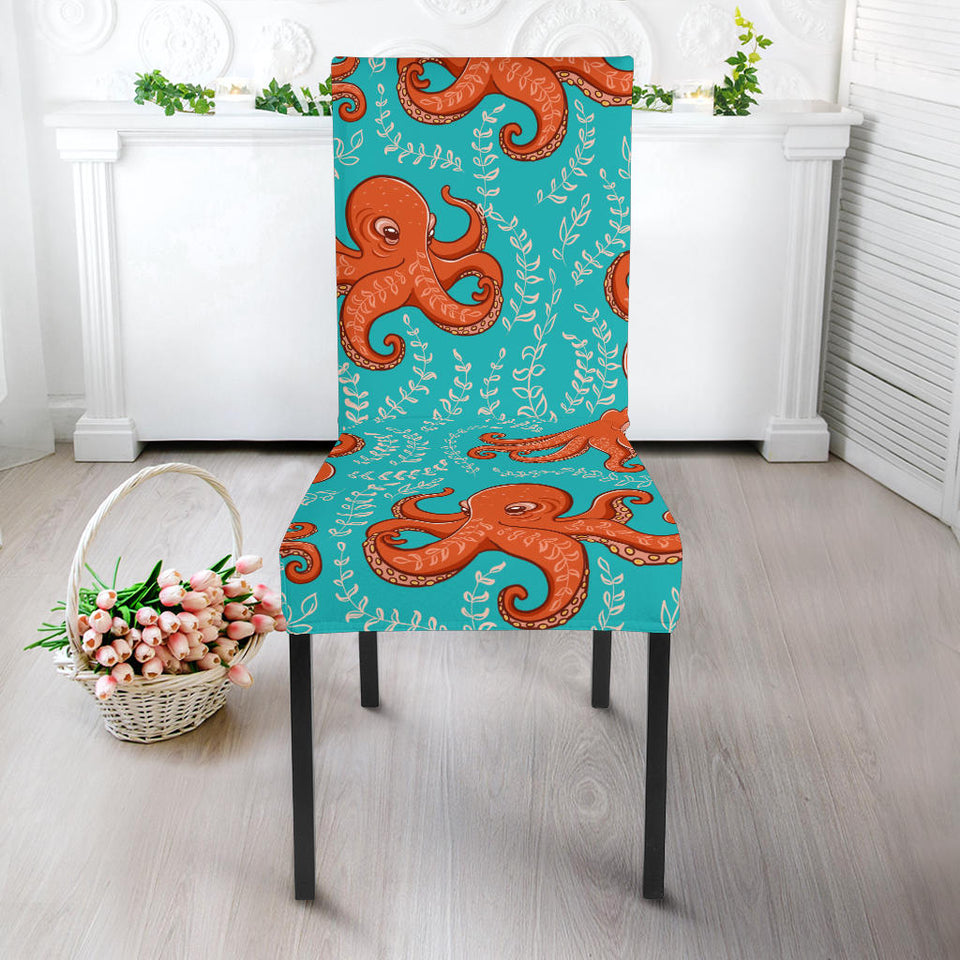 Octopus Turquoise Background Dining Chair Slipcover