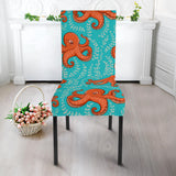 Octopus Turquoise Background Dining Chair Slipcover