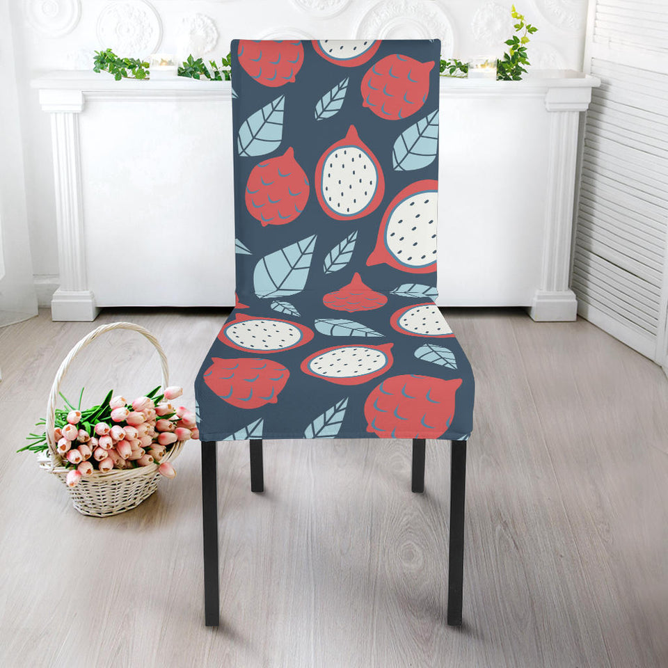 Dragon Fruits Dark Blue Background Dining Chair Slipcover