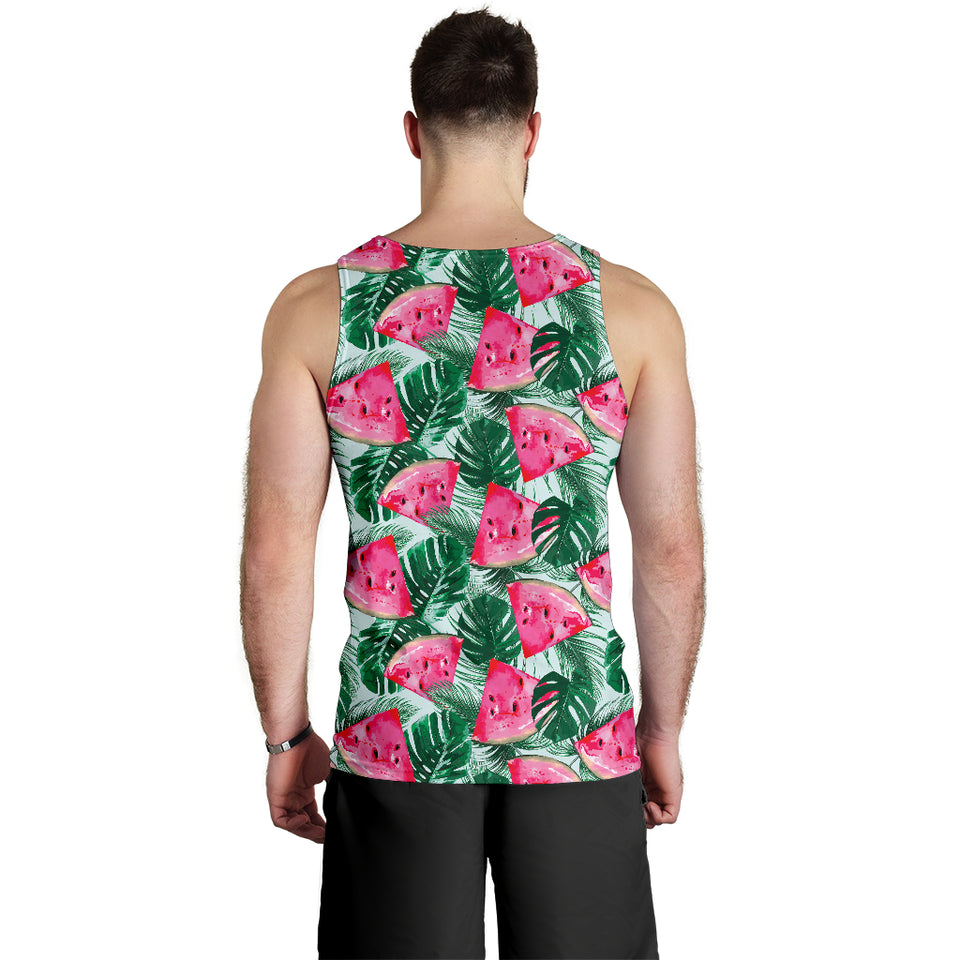 Watermelons tropical palm leaves pattern Men Tank Top