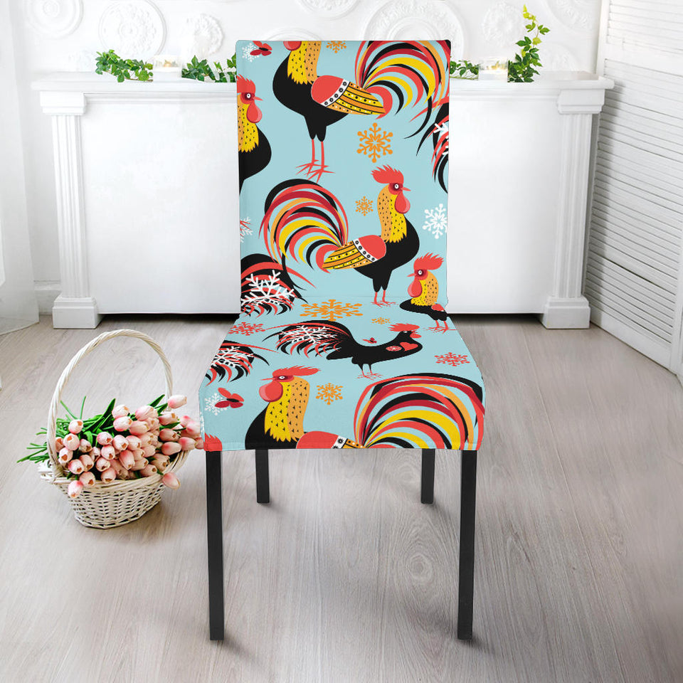Rooster Chicken Cock Snowfalke Dining Chair Slipcover