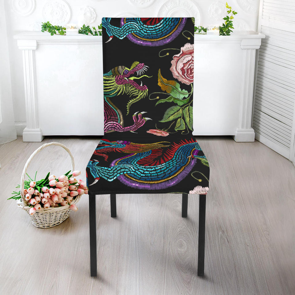 Dragons Flower Pattern Dining Chair Slipcover