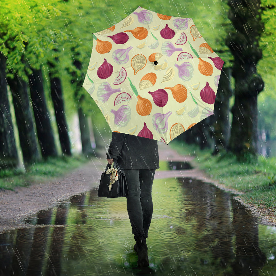 Onion Garlic White Red Pattern Umbrella