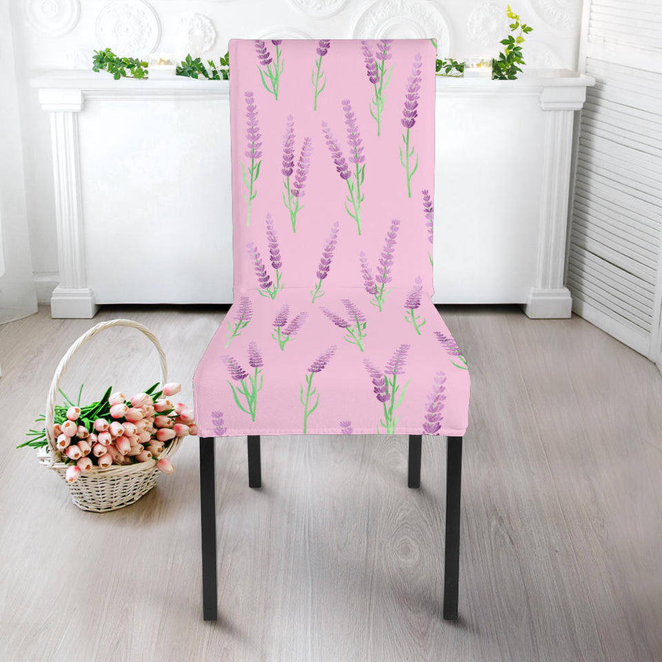Lavender Pattern Pink Background Dining Chair Slipcover