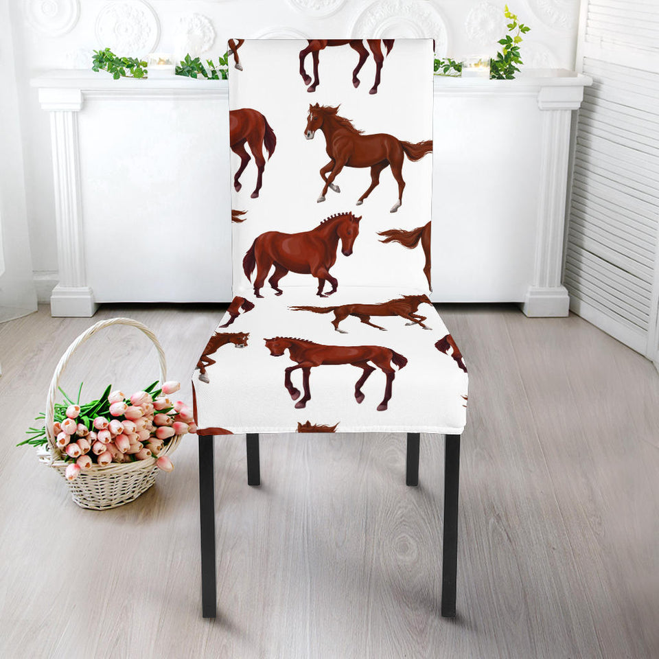 Horses Running Pattern Background Dining Chair Slipcover