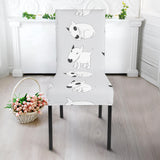 Bull Terrier Pattern Print Design 01 Dining Chair Slipcover