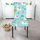 Llama Alpaca Cactus Leaves Pattern Dining Chair Slipcover