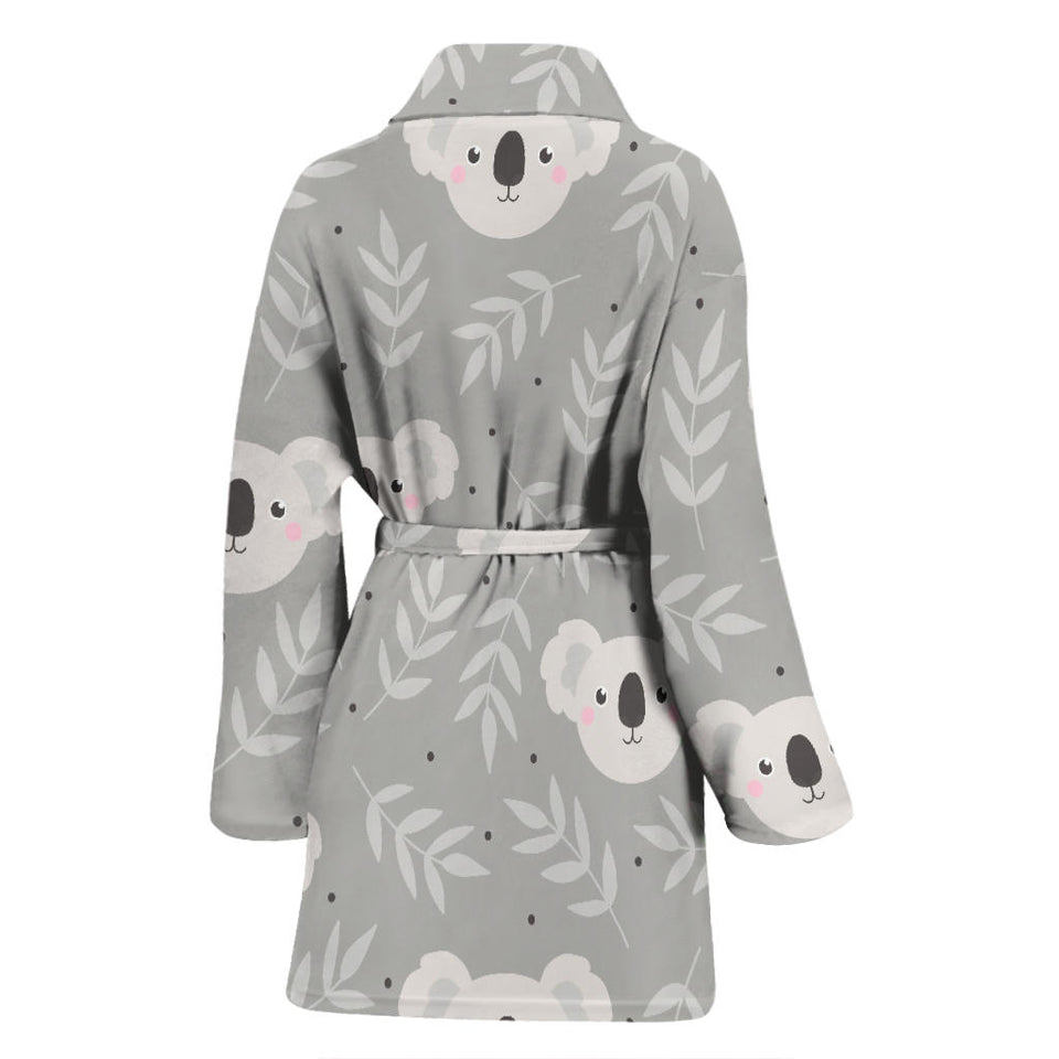 Cute Koala Leaves Pattern Women'S Bathrobe