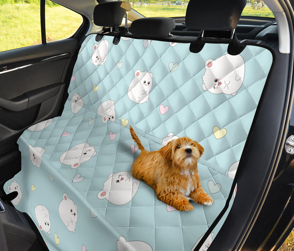 White Cute Hamsters Heart Pattern Dog Car Seat Covers