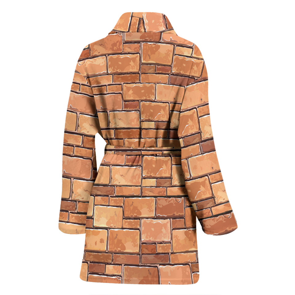 Brick Printed Pattern Print Design 04 Women's Bathrobe