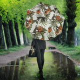 Monkey Red Hibiscus Flower Palm Leaves Floral Pattern Umbrella