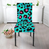 Green Leopard Skin Print Pattern Dining Chair Slipcover