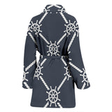 Nautical Steering Wheel Rope Pattern Women'S Bathrobe