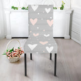 Heart Pattern Gray Background Dining Chair Slipcoverฌ