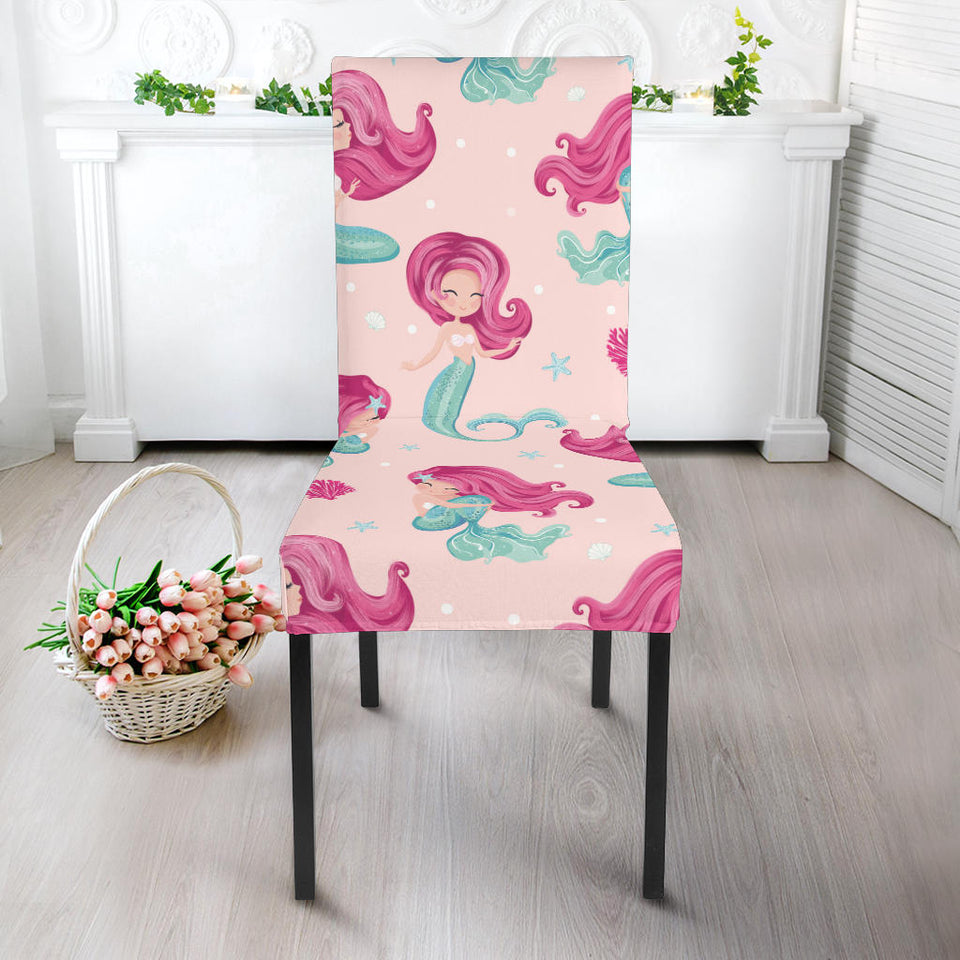 Cute Little Mermaid Pattern Dining Chair Slipcover