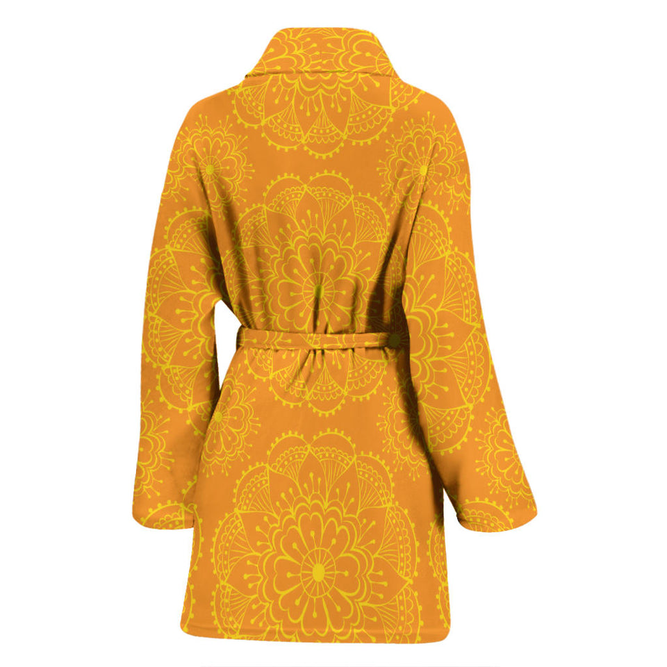 Orange Traditional Indian Element Pattern Women'S Bathrobe
