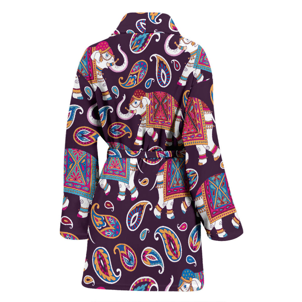 Elephant Indian Style Ornament Pattern Women'S Bathrobe