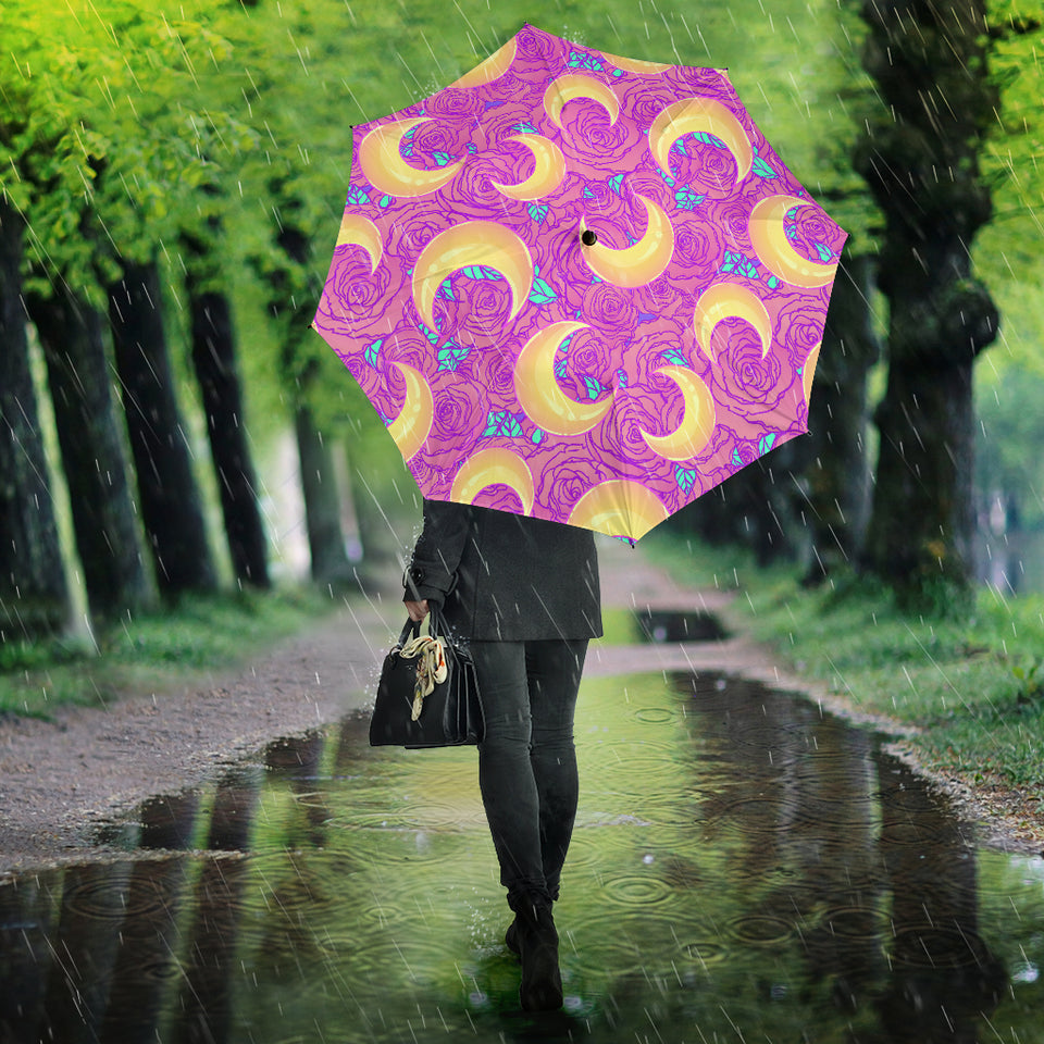 Moon Pink Rose Background Umbrella