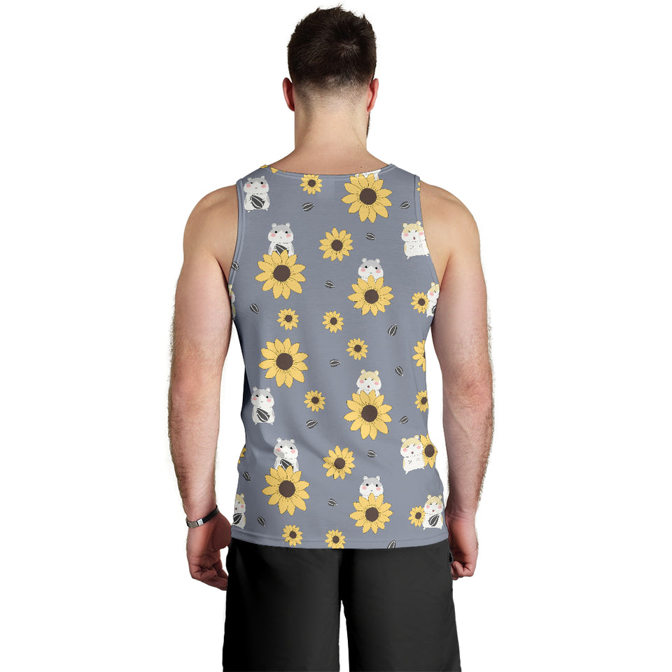 Cute hamster sunflower pattern background Men Tank Top