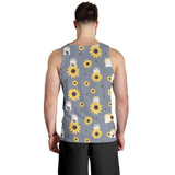 Cute hamster sunflower pattern background Men Tank Top