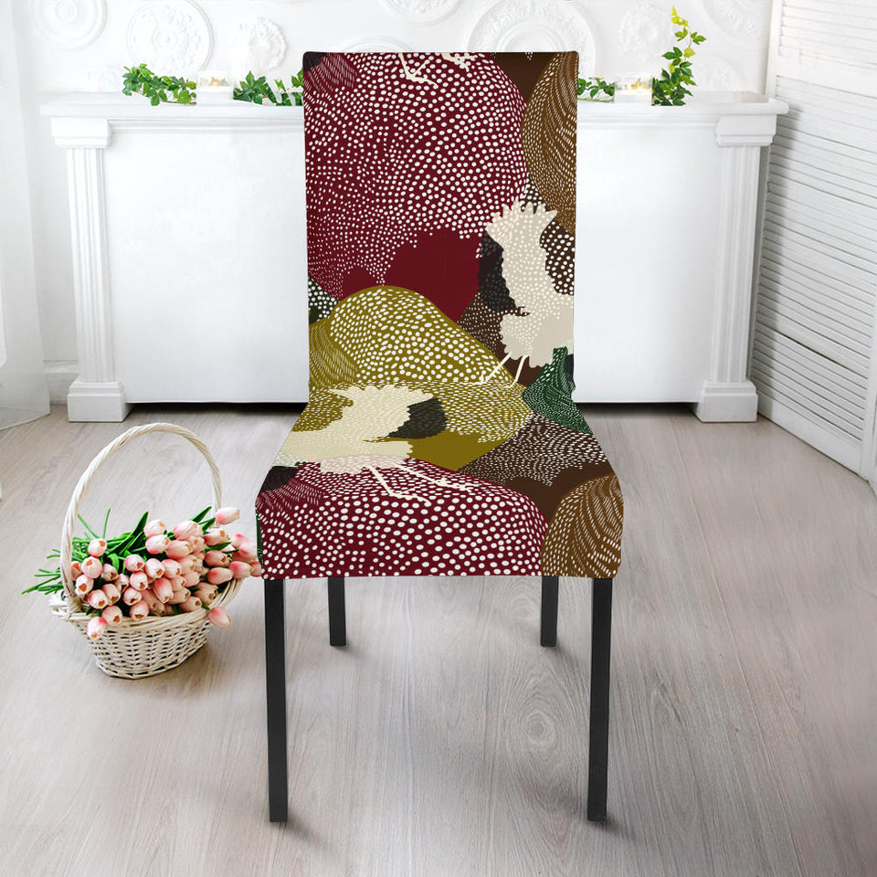 Japanese Cranes Flying Forest Dot Pattern Dining Chair Slipcover