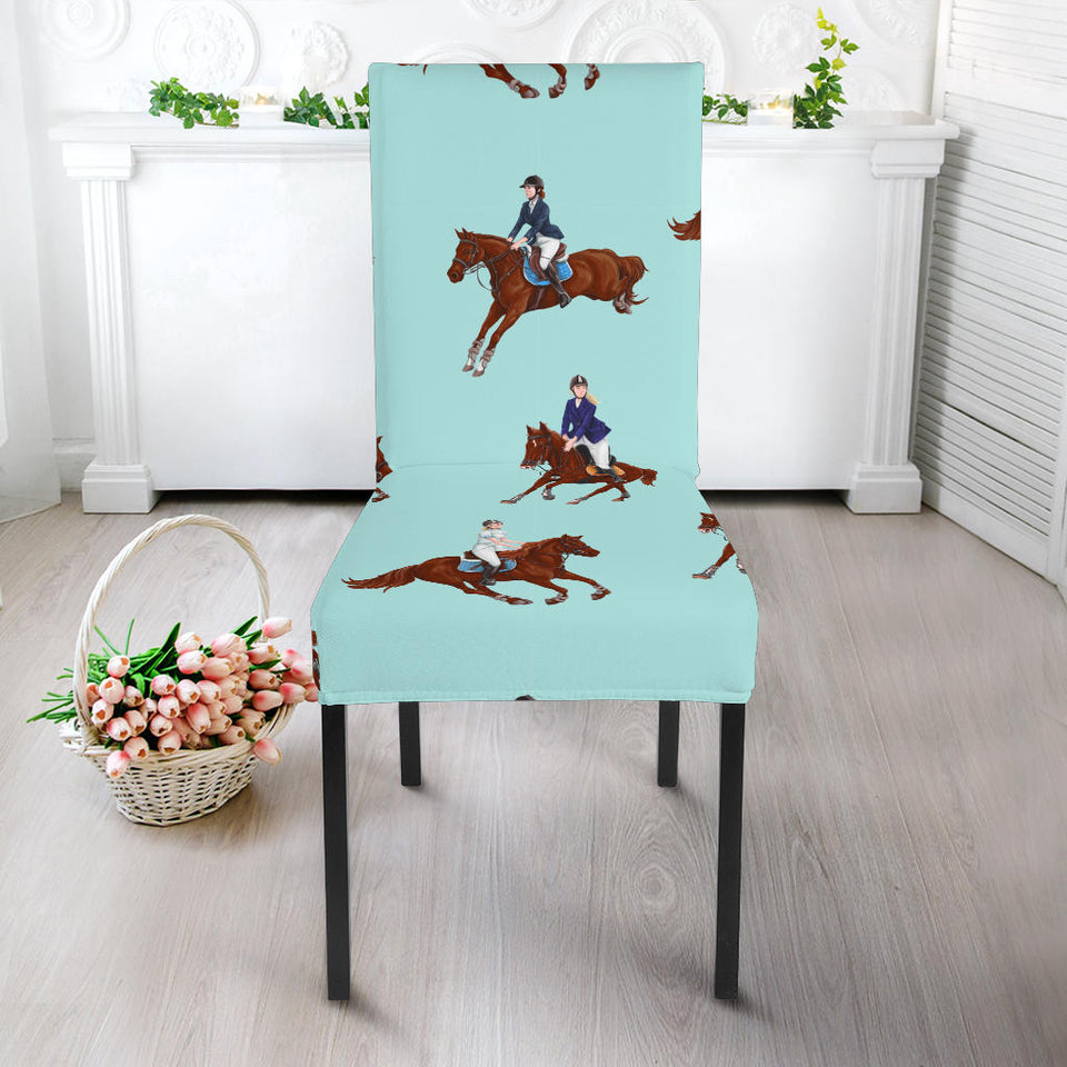 Horses Running Horses Rider Pattern Dining Chair Slipcover