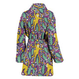 Cute Yellow Monkey Leaves Pattern Women'S Bathrobe