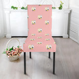 Cute Hamster Cheese Pattern Pink Background Dining Chair Slipcover