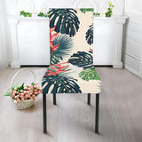 Heliconia Flowers, Palm And Monstera Leaves Dining Chair Slipcover