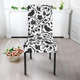 Crow Dark Floral Pattern Dining Chair Slipcover