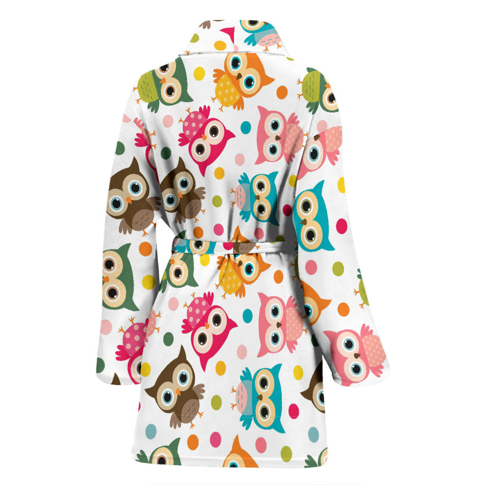 Color Cute Owl Pattern Women'S Bathrobe